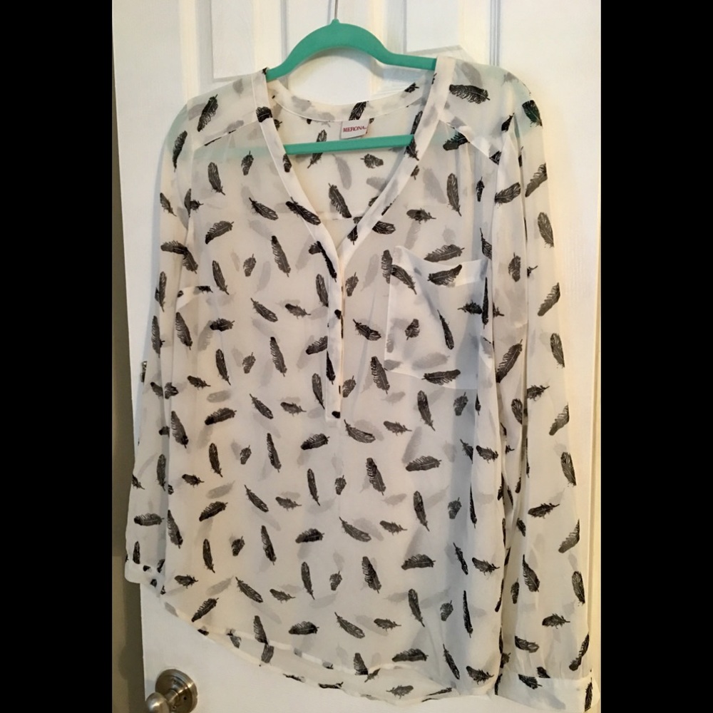 Sheer Feather Blouse XL
